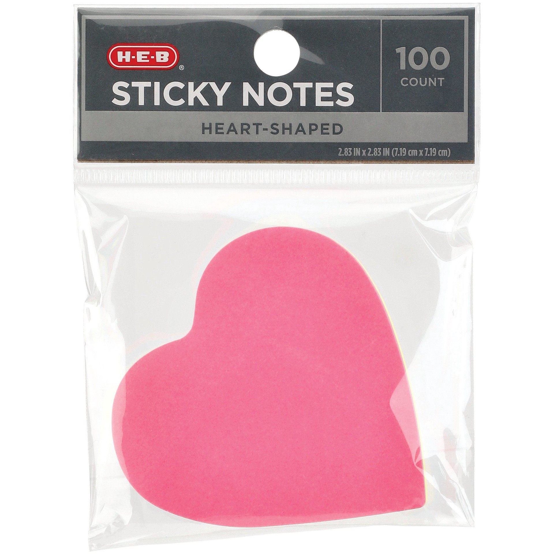 slide 1 of 1, H-E-B Heart Sticky Notes - Assorted Colors, 100 Ct, 100 ct