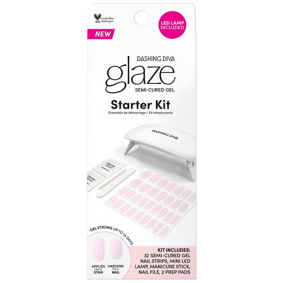 slide 1 of 4, Dashing Diva Glaze Gel Nail Strips Starter Kit, 1 ct