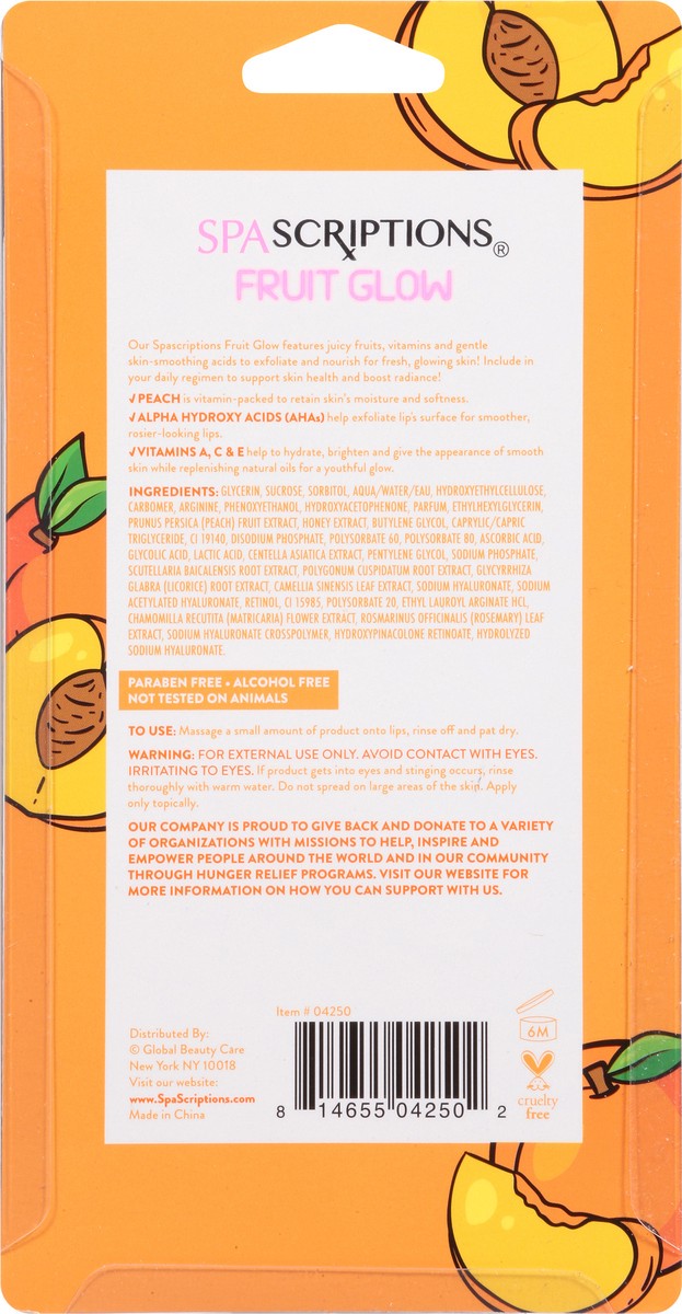 slide 13 of 13, Spascriptions Peach & Honey Lip Sugar Scrub - .25 FZ, 0.25 fl oz