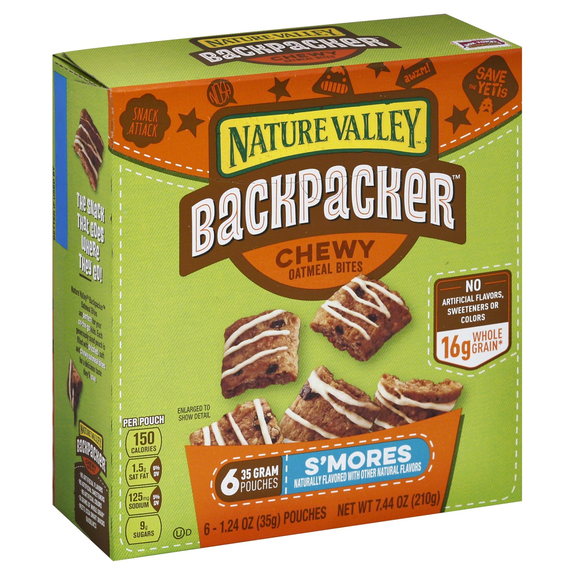 slide 1 of 1, Nature Valley Backpacker S'mores Chewy Oatmeal Bites, 65 ct; 1.24 oz