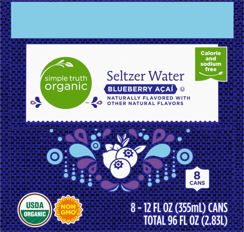 Simple Truth Organic Blueberry Acai Seltzer Water Cans 8 ct; 12 oz Shipt