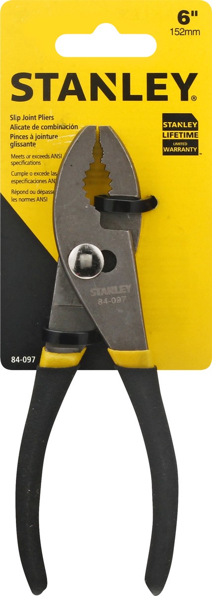 slide 3 of 8, STANLEY 6 Inches Slip Joint Pliers 1 ea, 1 ct