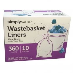 Simply Value - Simply Value, Wastebasket Liners, Clear, with Twist