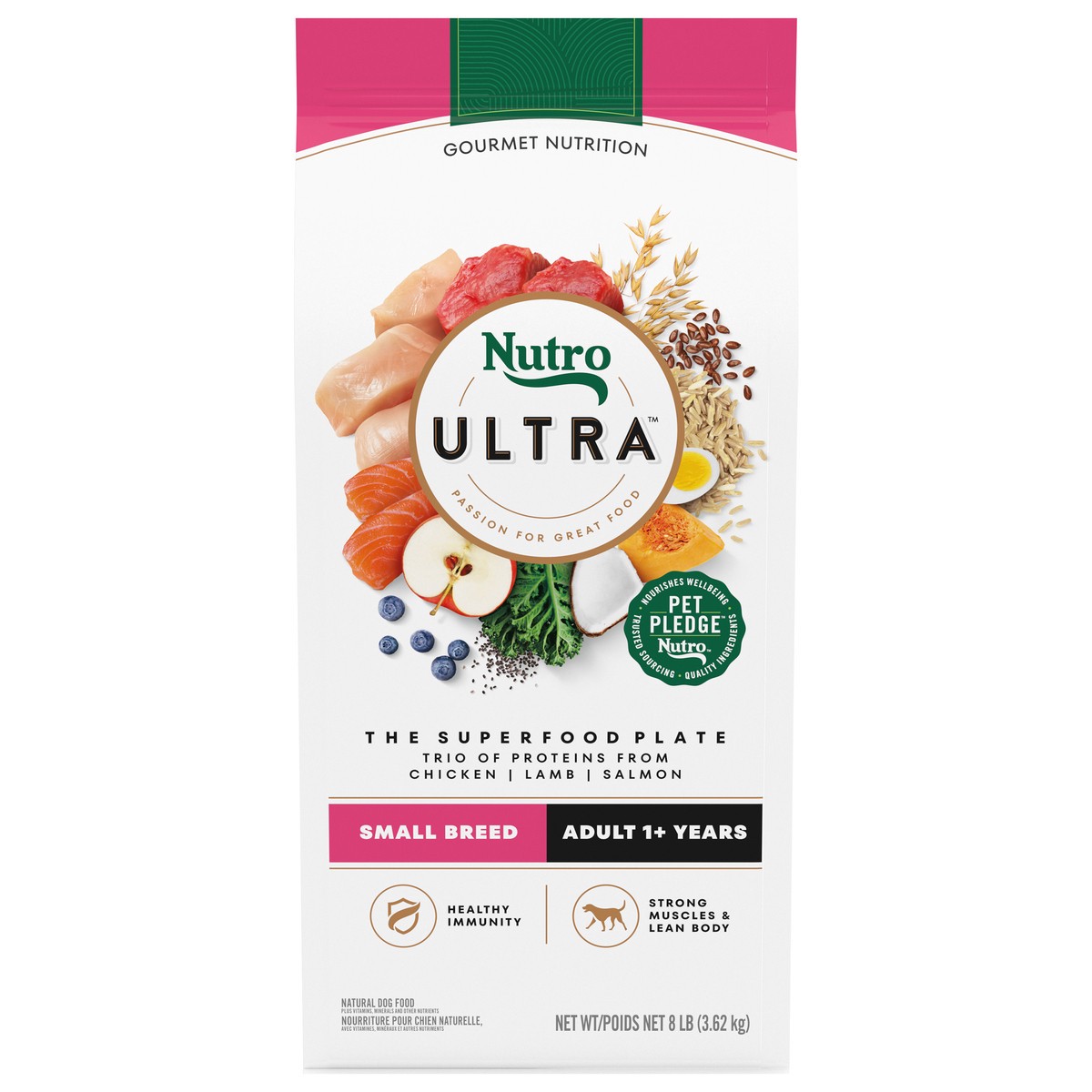 slide 1 of 16, Nutro Ultra Adult 1+ Years Small Breed The Superfood Plate Natural Dog Food 8 lb, 8 Lb