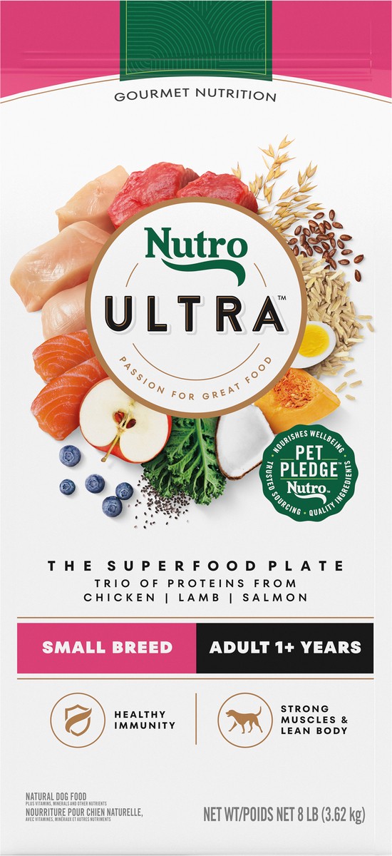 slide 13 of 16, Nutro Ultra Adult 1+ Years Small Breed The Superfood Plate Natural Dog Food 8 lb, 8 Lb