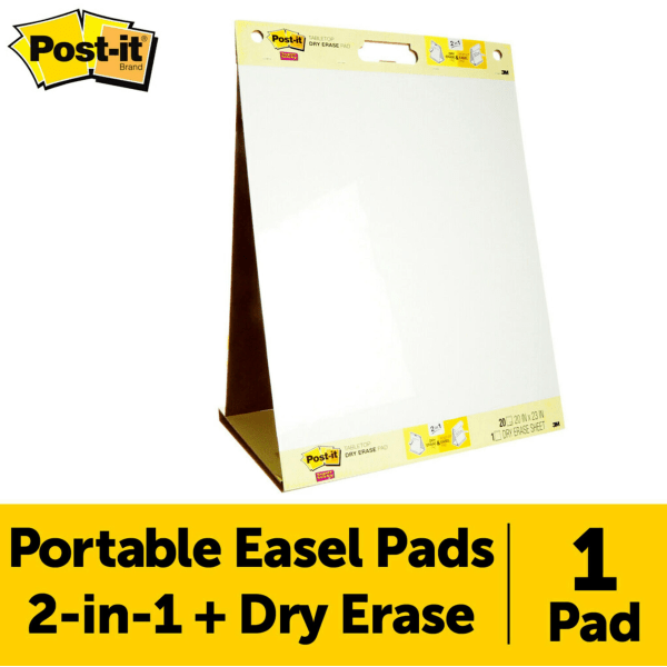 slide 7 of 10, Post-it Notes Super Sticky Dry-Erase Tabletop Easel Pad, 20 ct; 20 in x 23 in