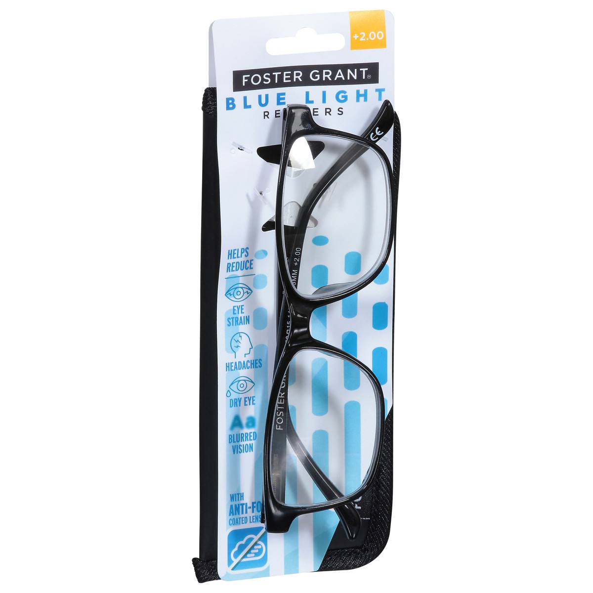 slide 2 of 11, Foster Grant +2.00 Payton BLK BLAF Blue Light Readers 1 ea, 1 ct