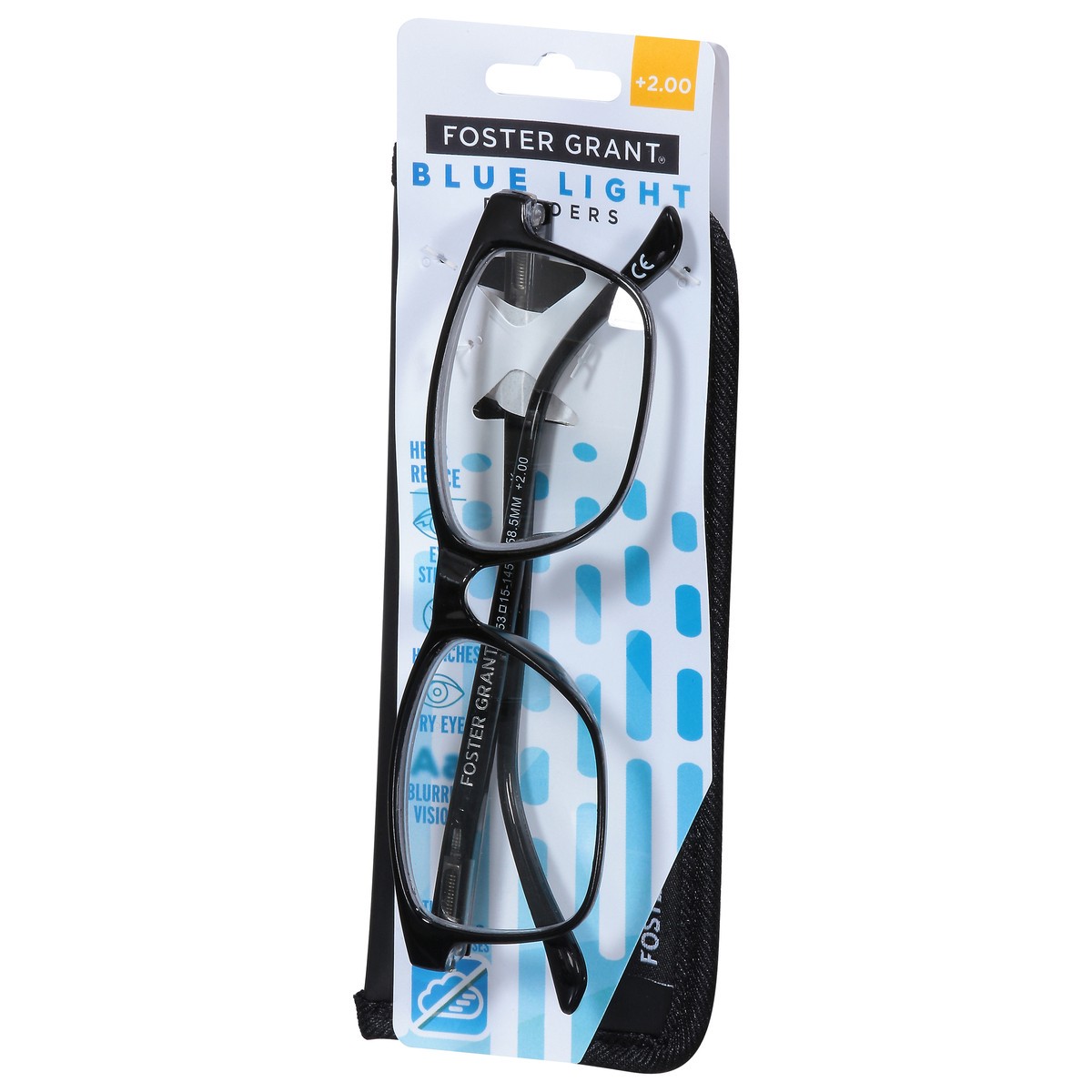 slide 10 of 11, Foster Grant +2.00 Payton BLK BLAF Blue Light Readers 1 ea, 1 ct