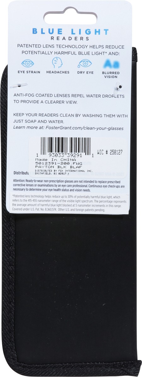 slide 7 of 11, Foster Grant +2.00 Payton BLK BLAF Blue Light Readers 1 ea, 1 ct