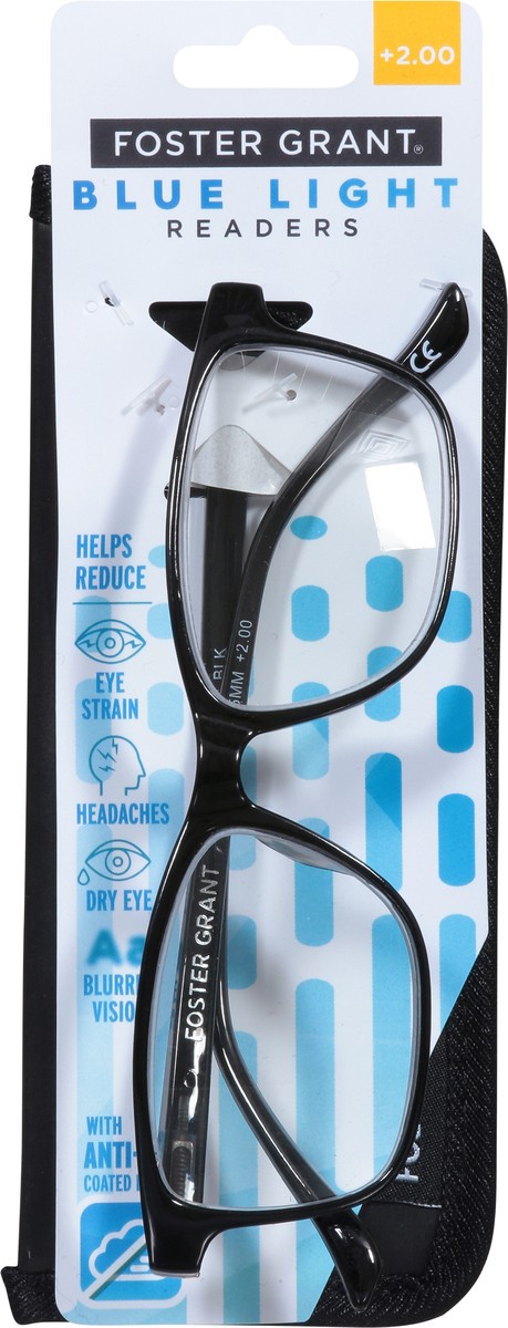 slide 4 of 11, Foster Grant +2.00 Payton BLK BLAF Blue Light Readers 1 ea, 1 ct