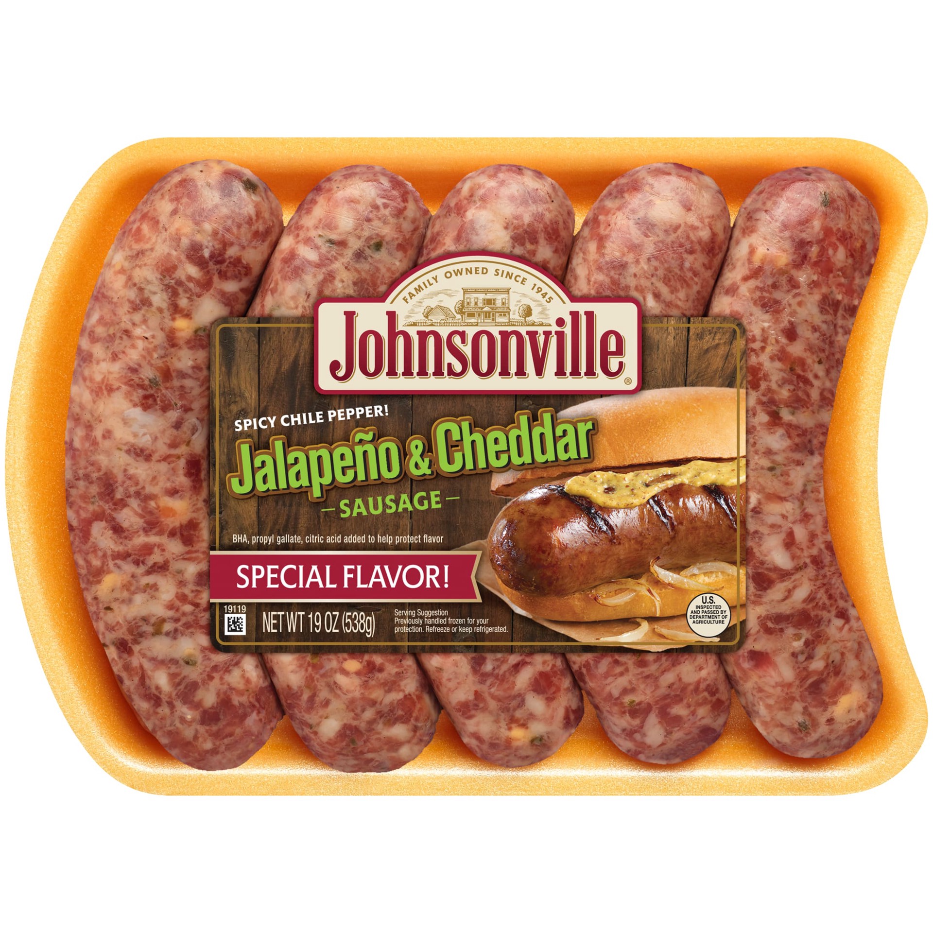 slide 7 of 10, Johnsonville Johsonville Jalapeno and Cheddar Sausage, 5 Count, 19 oz, 19 oz