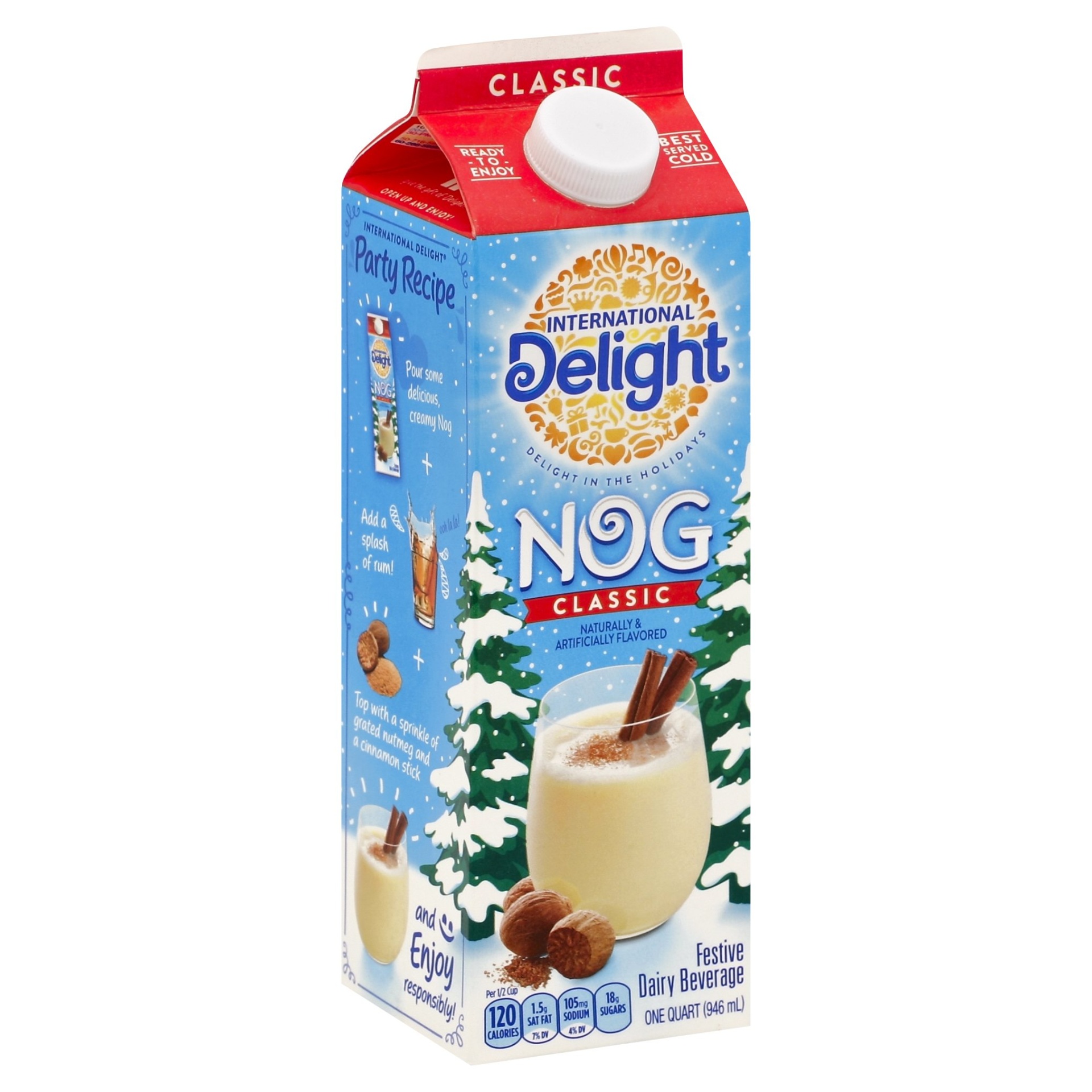 slide 1 of 1, International Delight Classic Nog Festive Dairy Drink, 32 fl oz