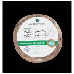 Lunds & Byerlys Premium Blend Wild Rice & Onion Turkey Patties 2 Each