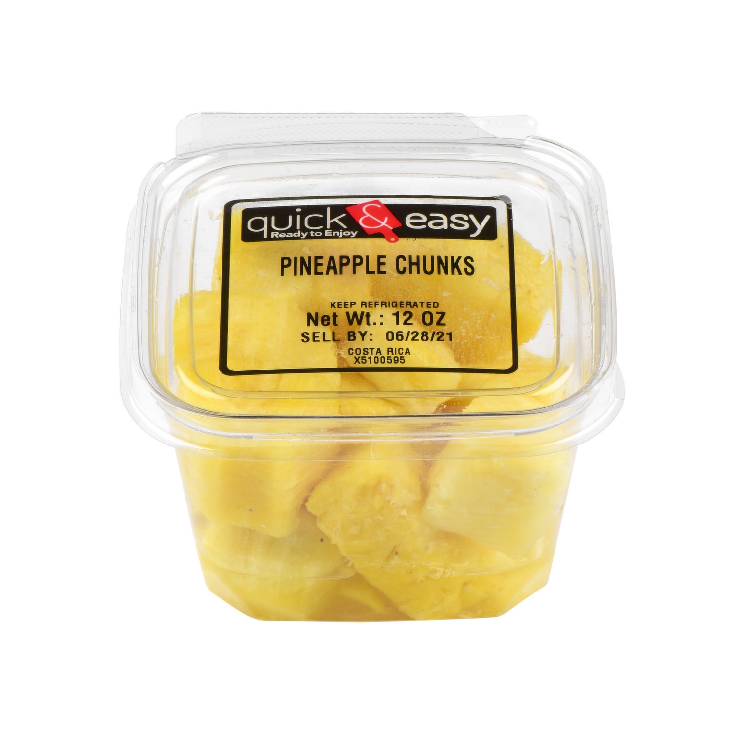 slide 1 of 1, Quick and Easy Pineapple Chunks, Fresh Cut, 12 Ounce, 1 Each, 12 oz