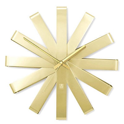 slide 1 of 1, Umbra Brass Ribbon Modern Wall Clock, 12 in