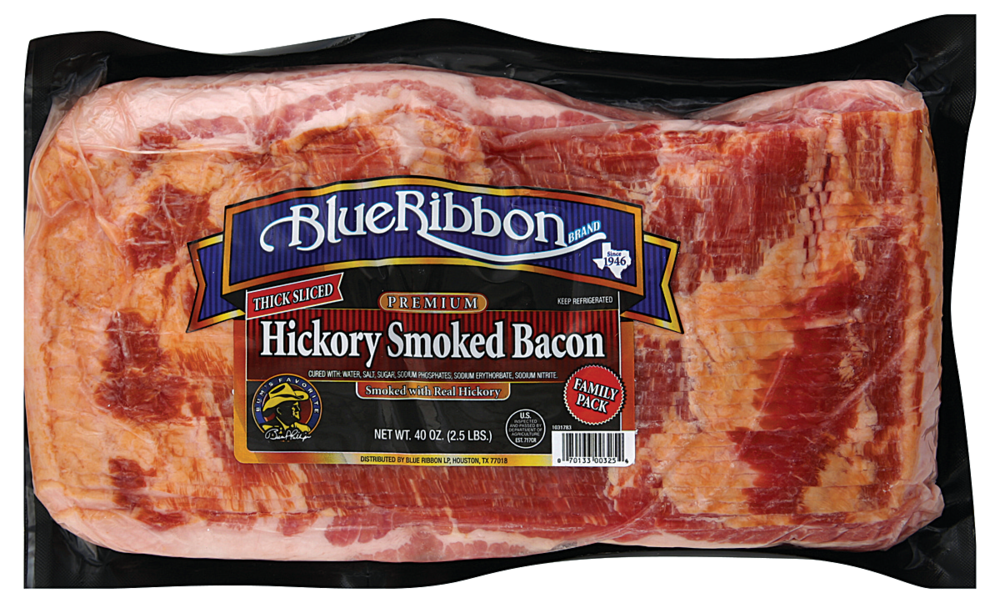 slide 1 of 1, Blue Ribbon Thick Sliced Hickory Smoked Bacon, 40 oz