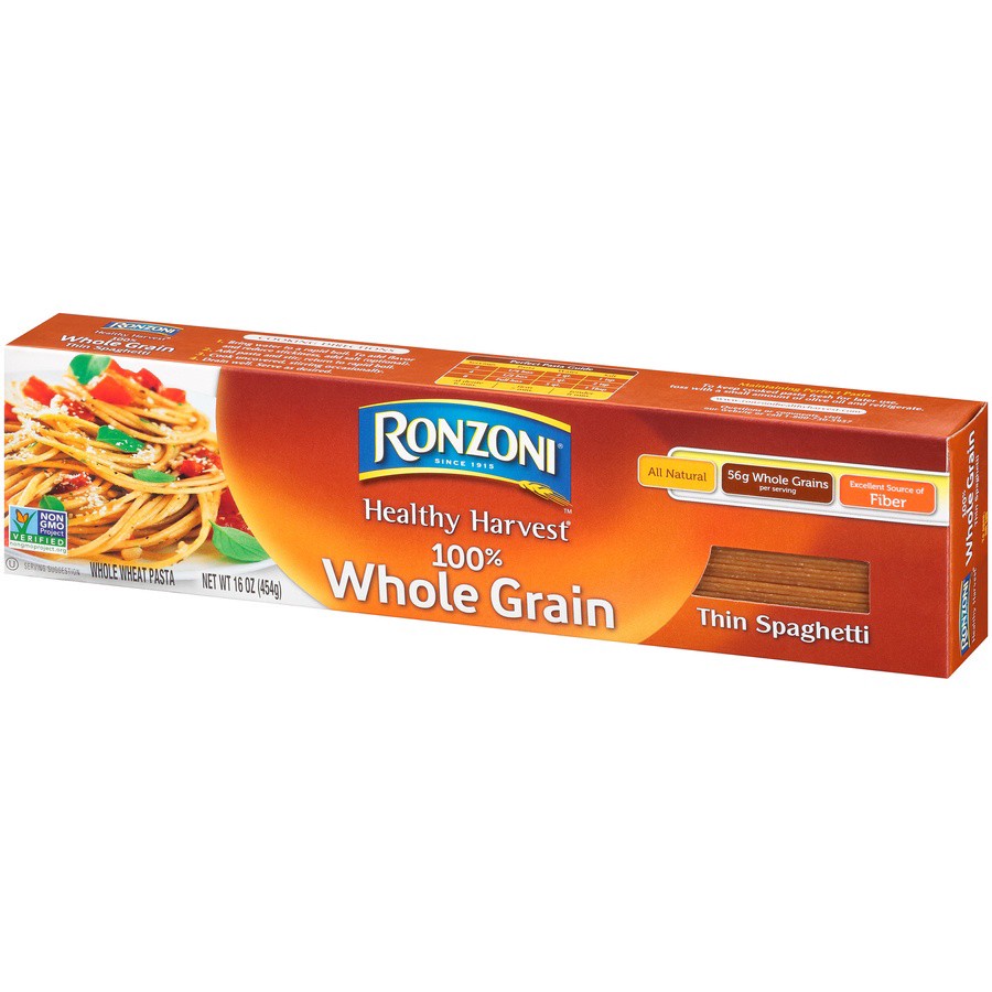 slide 7 of 8, Ronzoni Healthy Harvest 100 Whole Grain Thin Spaghetti, 16 oz