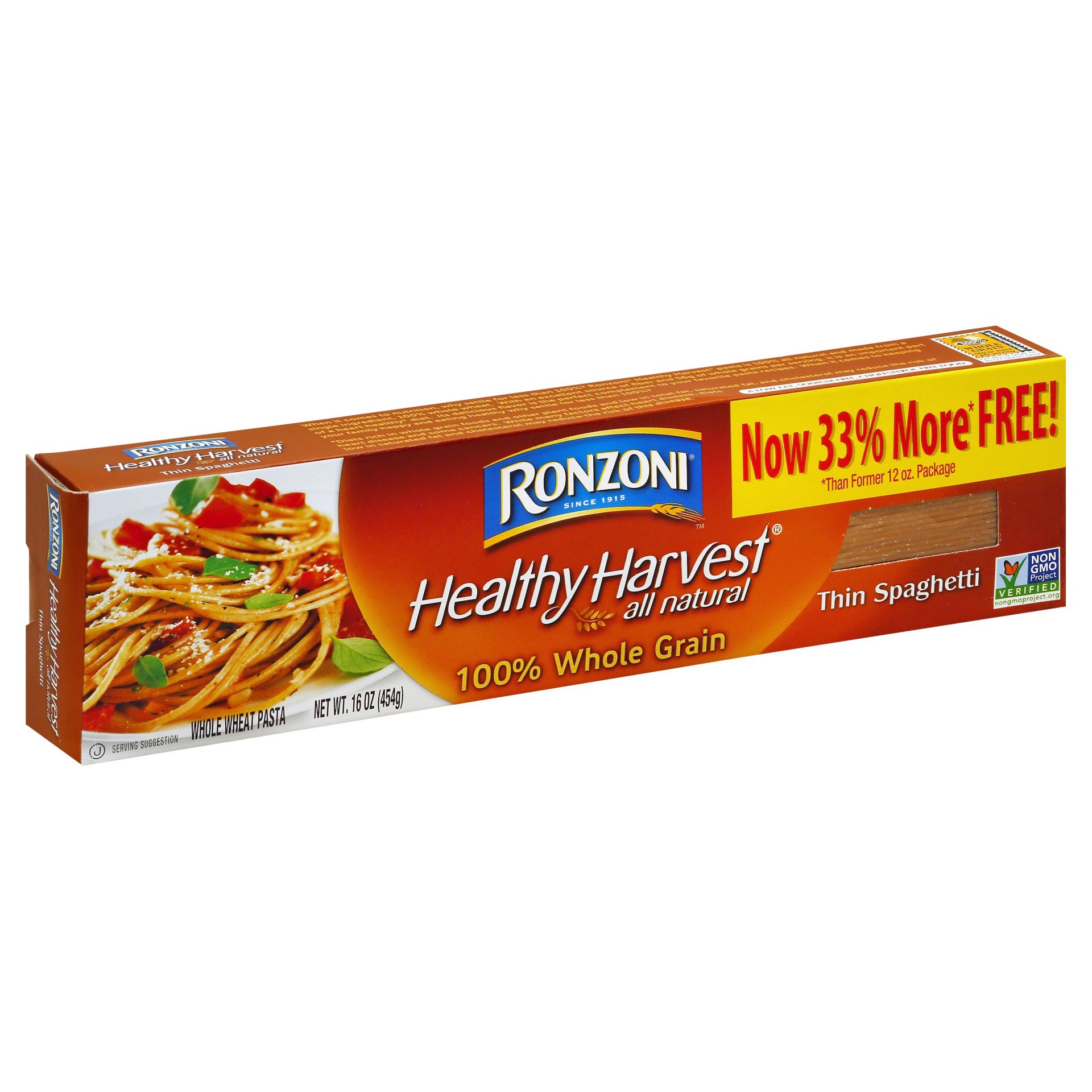 slide 1 of 8, Ronzoni Healthy Harvest 100 Whole Grain Thin Spaghetti, 16 oz