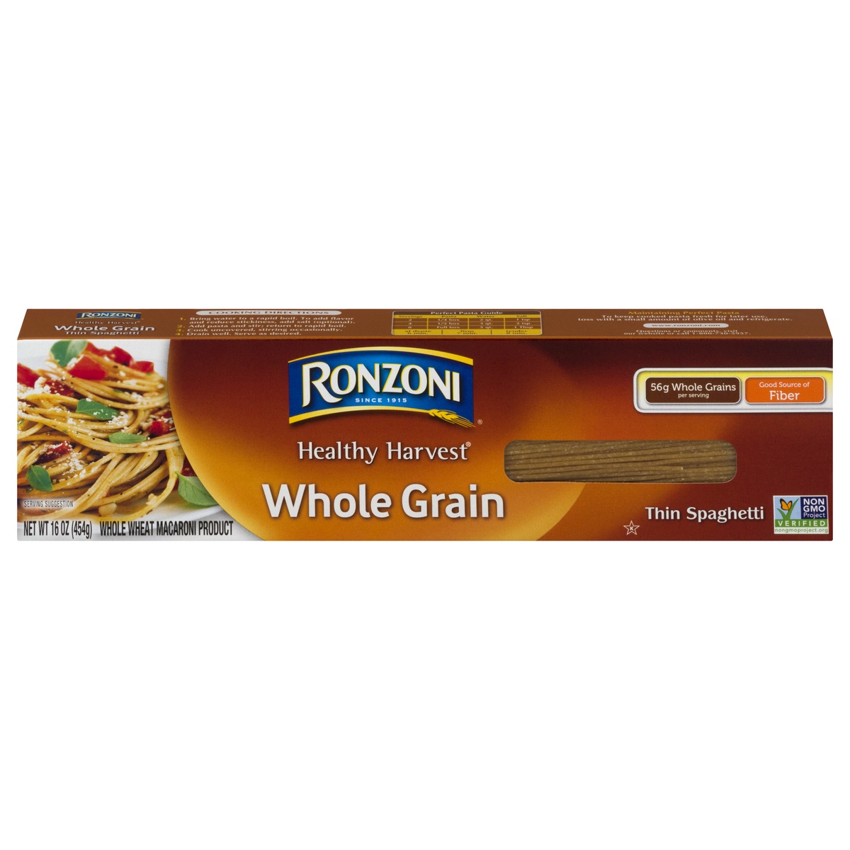 slide 1 of 1, Ronzoni Healthy Harvest 100 Whole Grain Thin Spaghetti, 16 oz