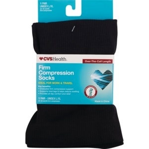 slide 1 of 1, CVS Health Firm Compression Socks Over-The-Calf Length Unisex, 1 Pair, Black, L/Xl, 1 ct