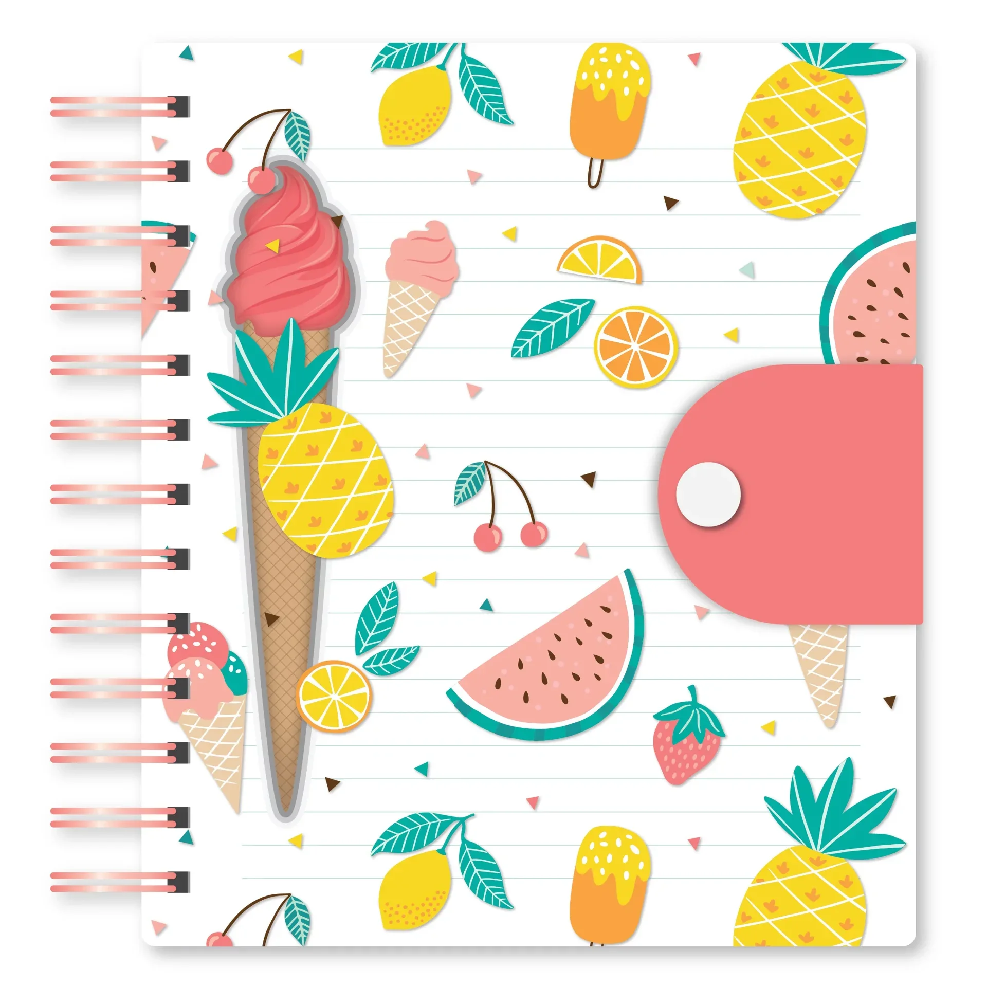 slide 1 of 1, C.R. Gibson Sweet Fruit Hidden Pen Lined Journal, 6 in x 7 in