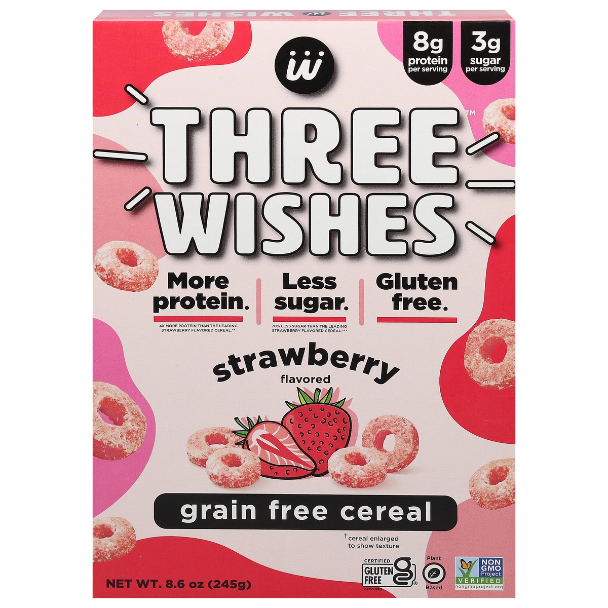 slide 1 of 9, Three Wishes Strawberry Cereal, 1 ct