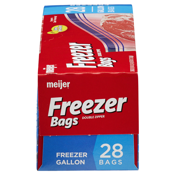 slide 12 of 29, Meijer Re-Closable Double Zipper Freezer Bags, Gallon, 28 ct