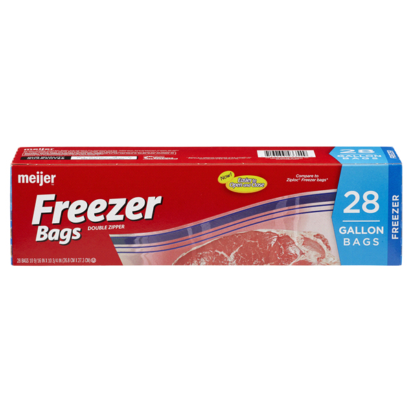 slide 20 of 29, Meijer Re-Closable Double Zipper Freezer Bags, Gallon, 28 ct