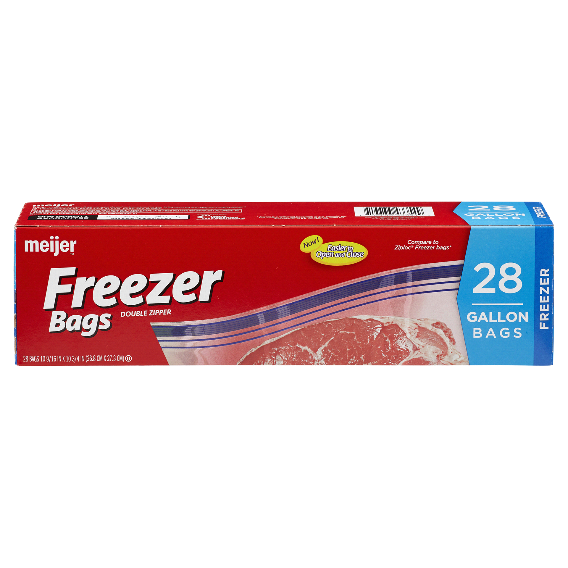 slide 21 of 29, Meijer Re-Closable Double Zipper Freezer Bags, Gallon, 28 ct