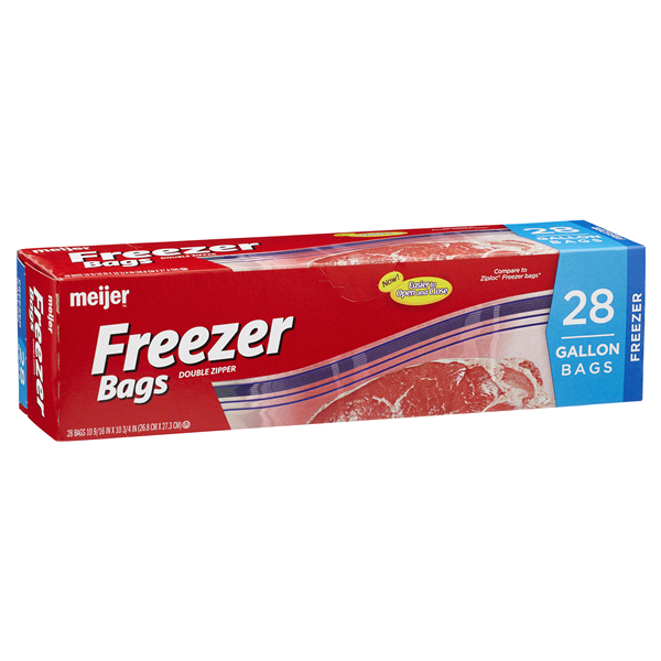 slide 4 of 29, Meijer Re-Closable Double Zipper Freezer Bags, Gallon, 28 ct