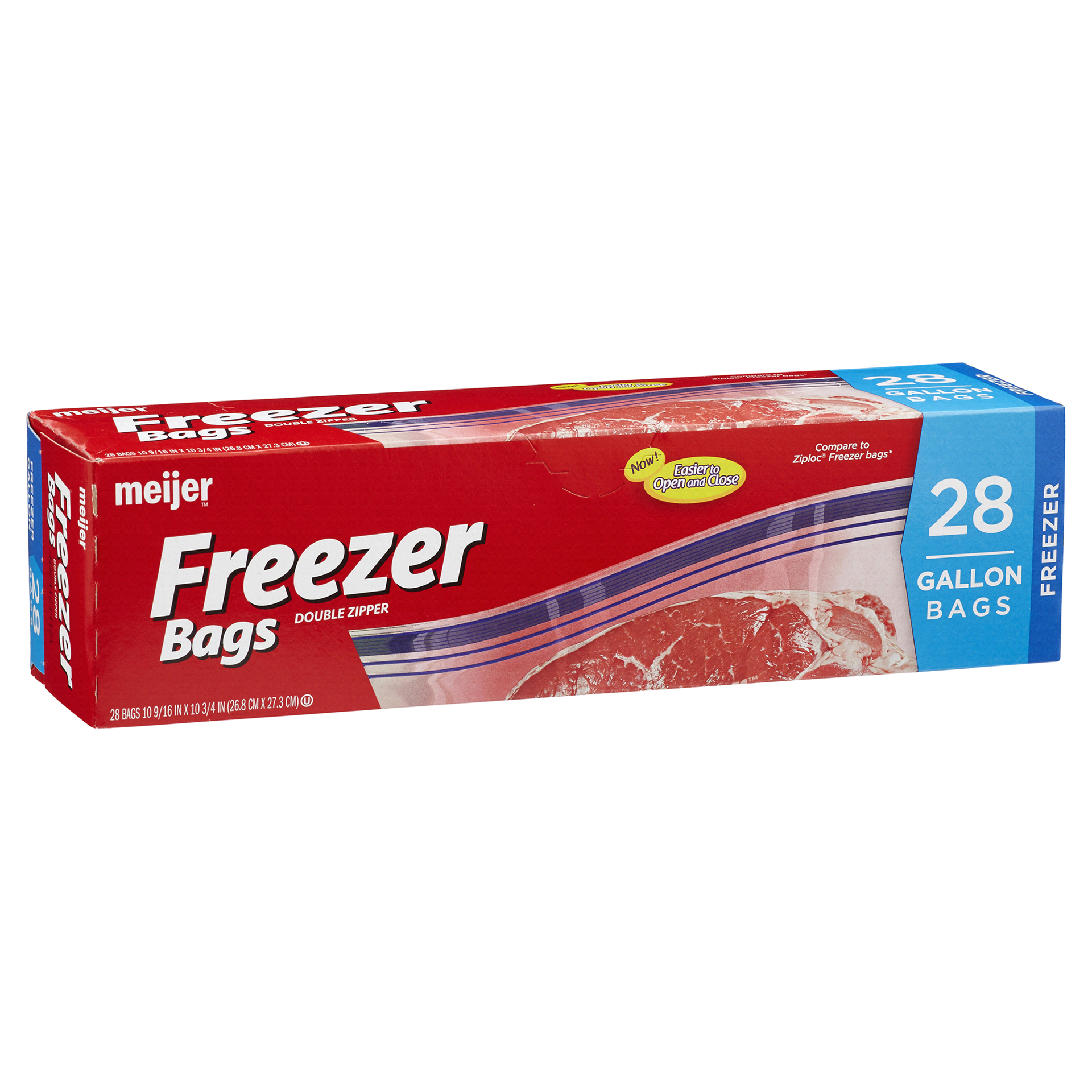 slide 5 of 29, Meijer Re-Closable Double Zipper Freezer Bags, Gallon, 28 ct