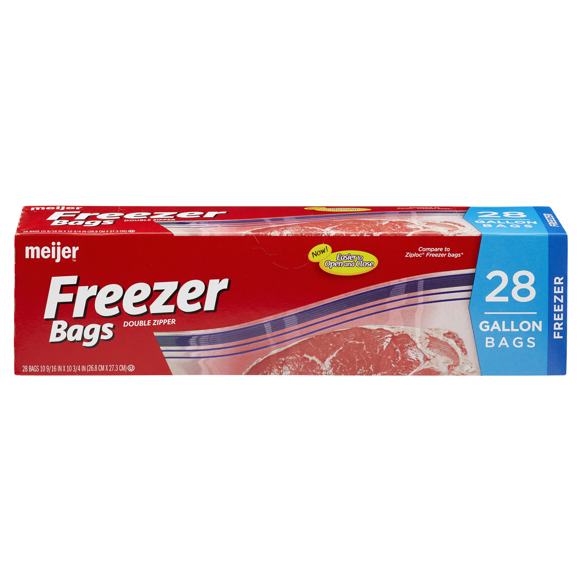 slide 1 of 29, Meijer Re-Closable Double Zipper Freezer Bags, Gallon, 28 ct