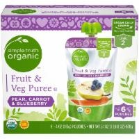 slide 1 of 1, Simple Truth Organic Pear Carrot & Blueberry Puree Pouches, 6 ct; 4 oz