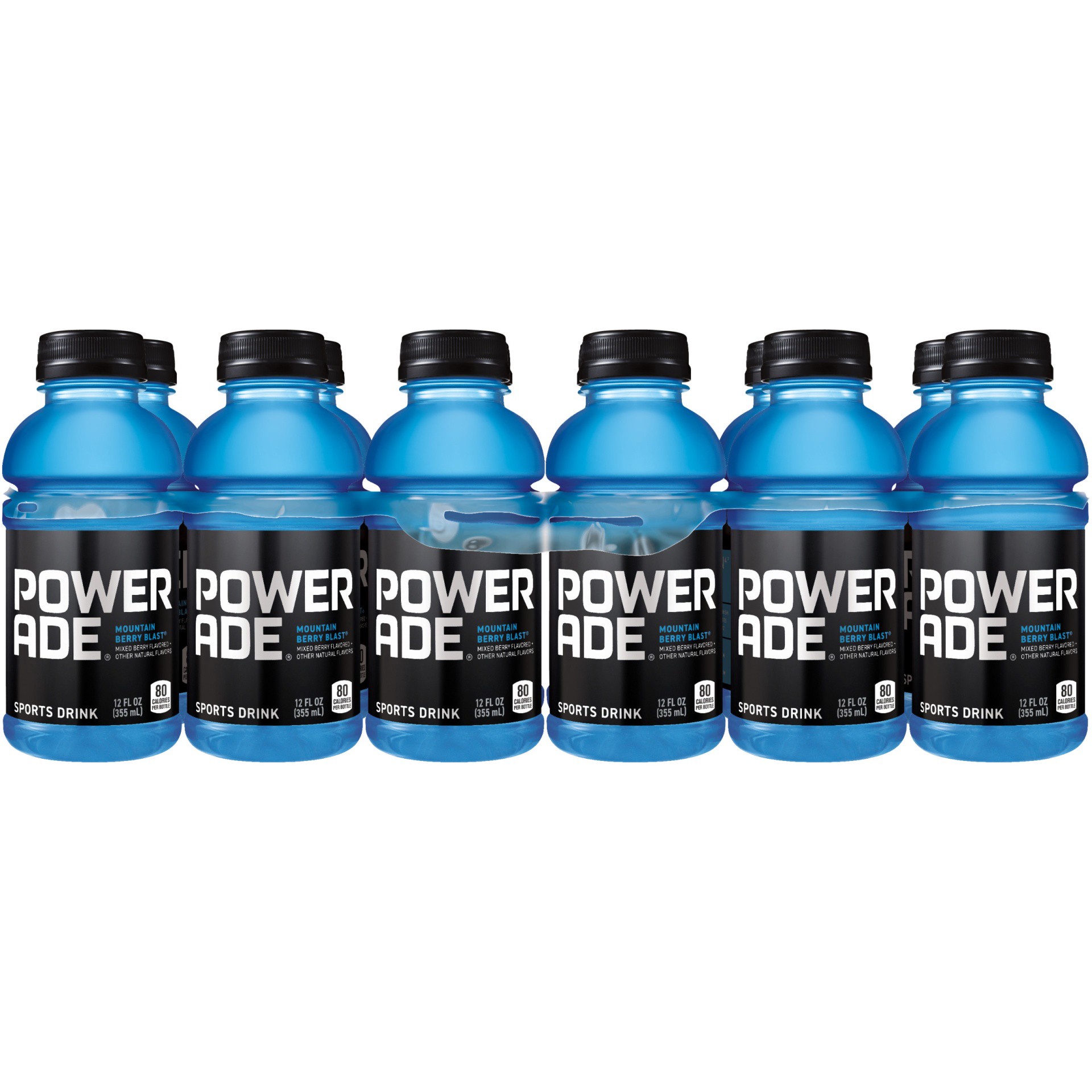 slide 2 of 9, POWERADE Mountain Berry Blast, ION4 Electrolyte Enhanced Fruit Flavored Sports Drink w/ Vitamins B3, B6, and B12, Replenish Sodium, Calcium, Potassium, Magnesium, 12 fl oz, 12 Pack, 144 fl oz