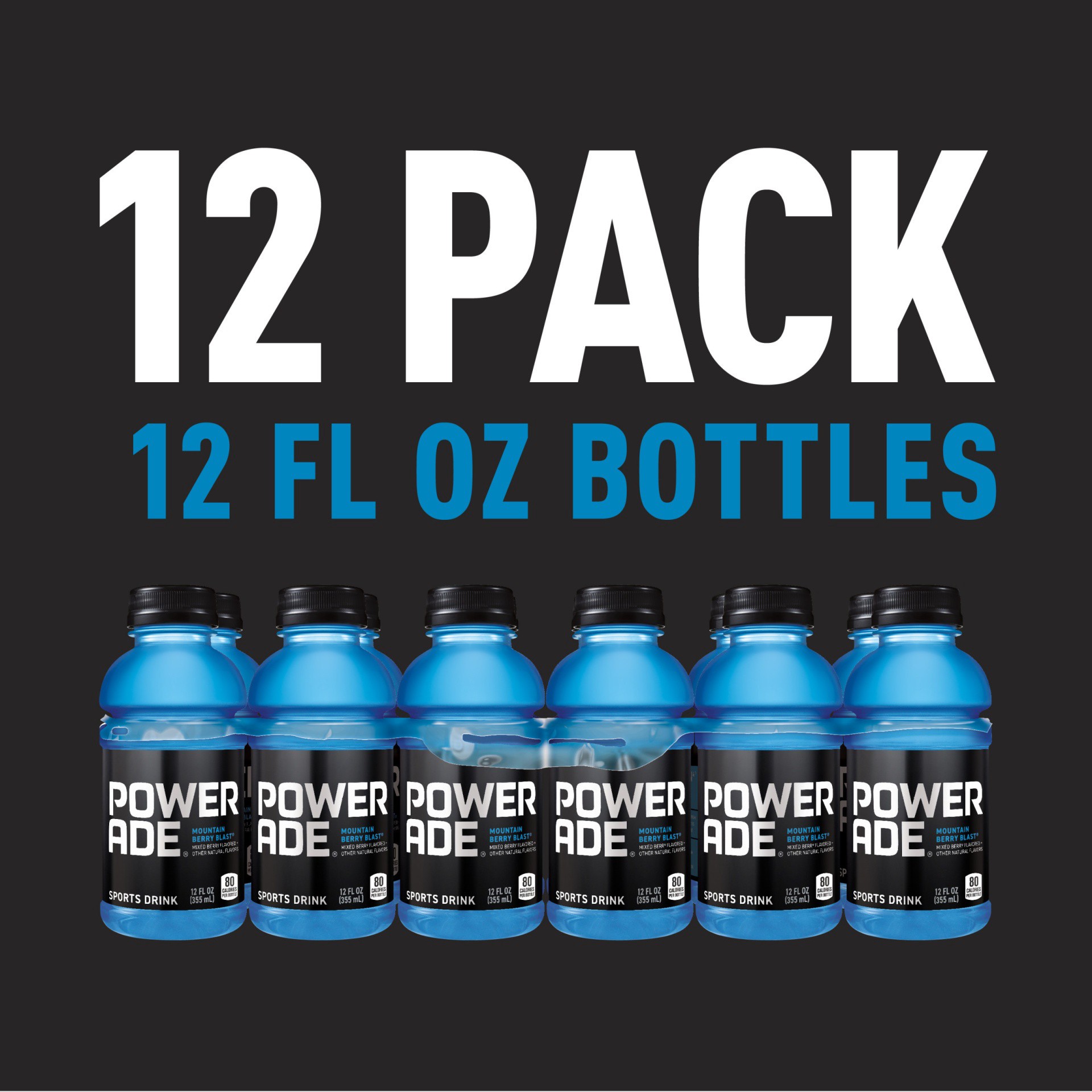 slide 4 of 9, POWERADE Mountain Berry Blast, ION4 Electrolyte Enhanced Fruit Flavored Sports Drink w/ Vitamins B3, B6, and B12, Replenish Sodium, Calcium, Potassium, Magnesium, 12 fl oz, 12 Pack, 144 fl oz