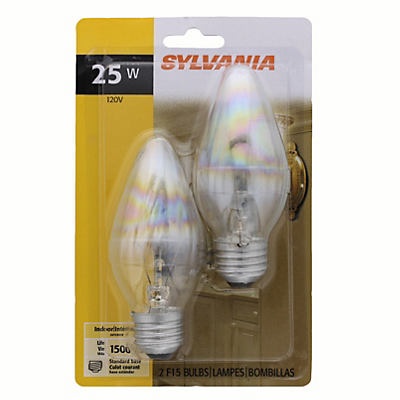 slide 1 of 1, Sylvania 25 Watt Clear Medium F15 Bulbs, 2 ct