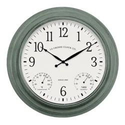 La Crosse Technology Analog Wired Indoor or Outdoor Sage Thermometer with Clock
