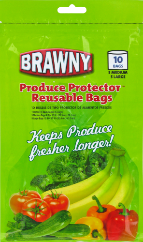 slide 1 of 1, Brawny Produce Protector Reusable Bags, 10 ct