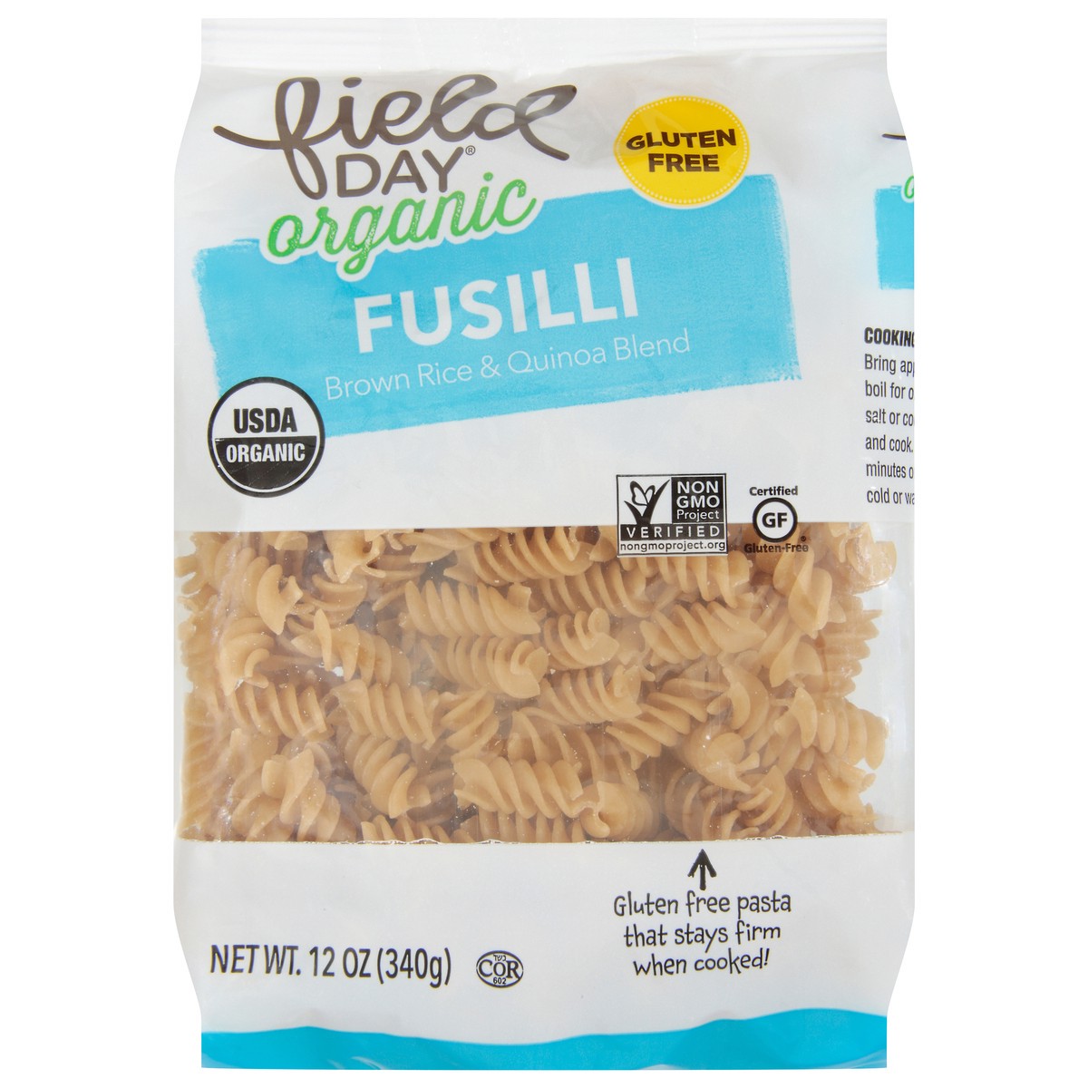 slide 12 of 14, Field Day Pasta - Organic - Brown Rice And Quinoa Blend - Fusilli, 12 oz