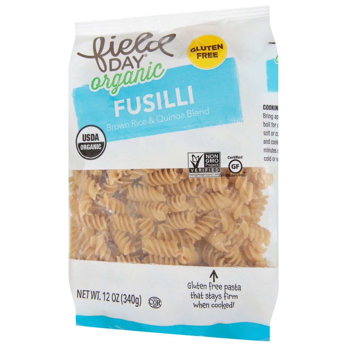 slide 9 of 14, Field Day Pasta - Organic - Brown Rice And Quinoa Blend - Fusilli, 12 oz