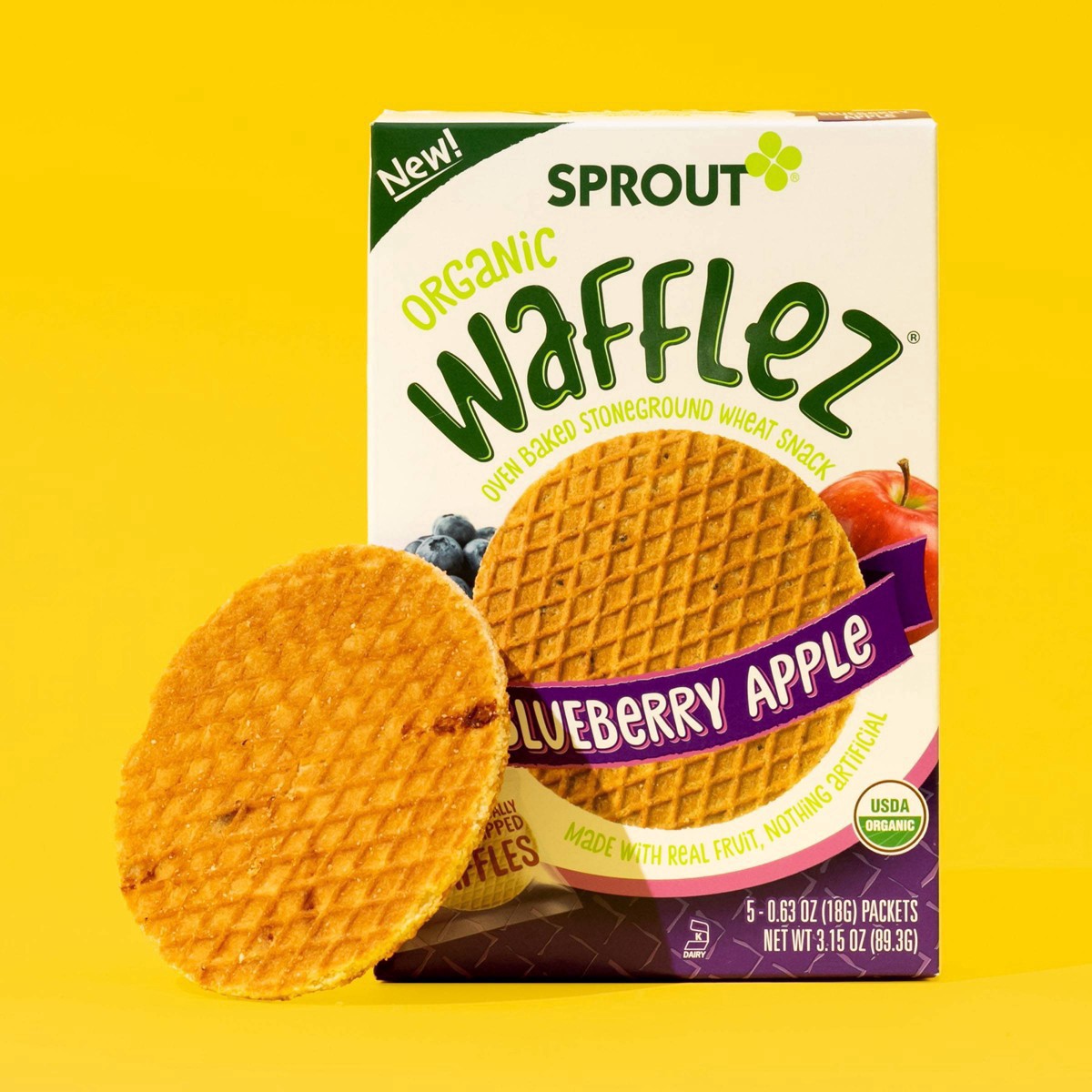 slide 18 of 42, Sprout Organic Blueberry Apple Wafflez 5 - 0.63 oz Packets, 5 ct