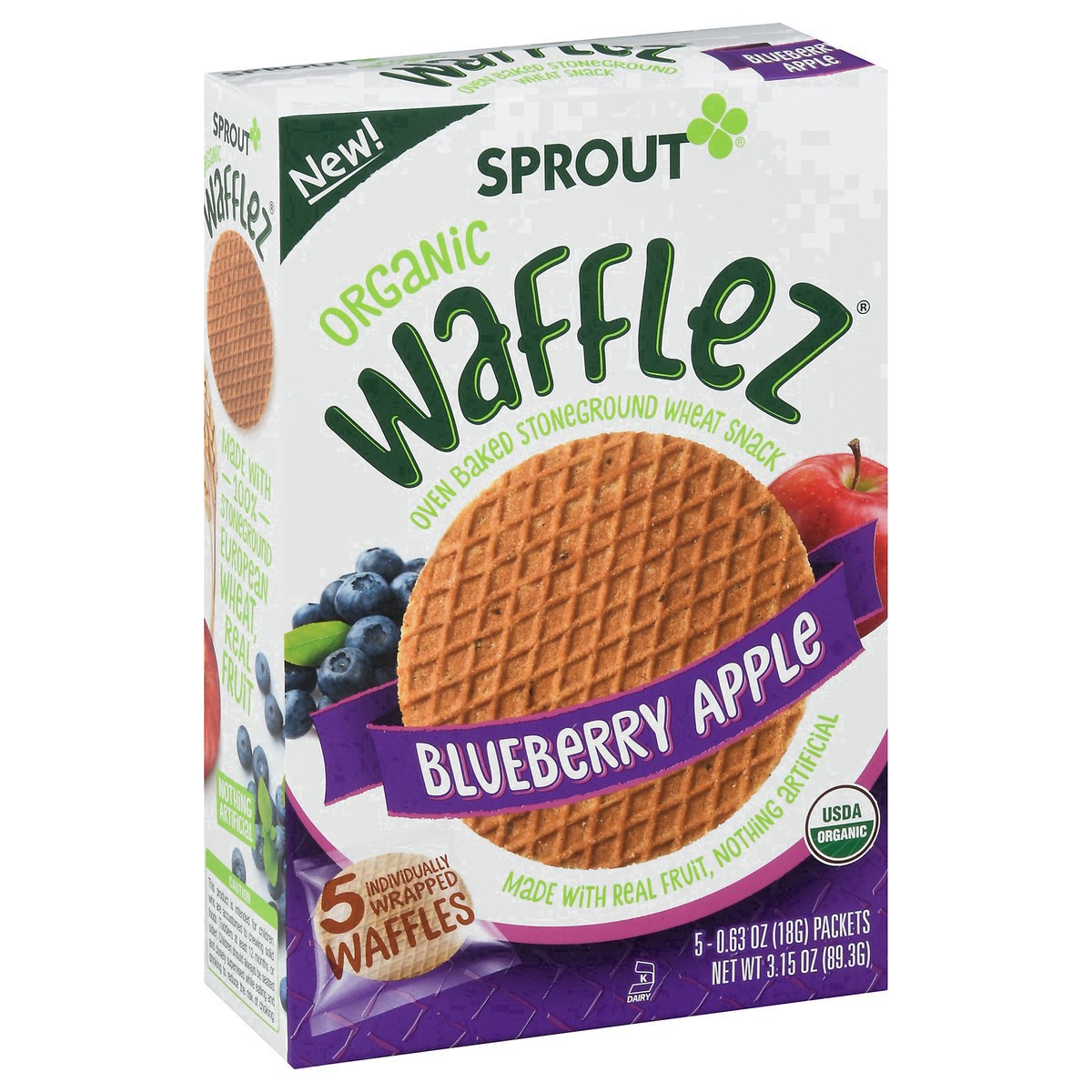 slide 27 of 42, Sprout Organic Blueberry Apple Wafflez 5 - 0.63 oz Packets, 5 ct