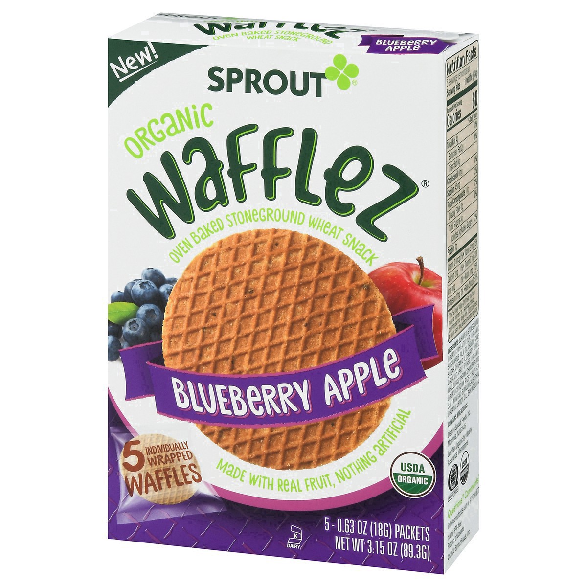 slide 29 of 42, Sprout Organic Blueberry Apple Wafflez 5 - 0.63 oz Packets, 5 ct