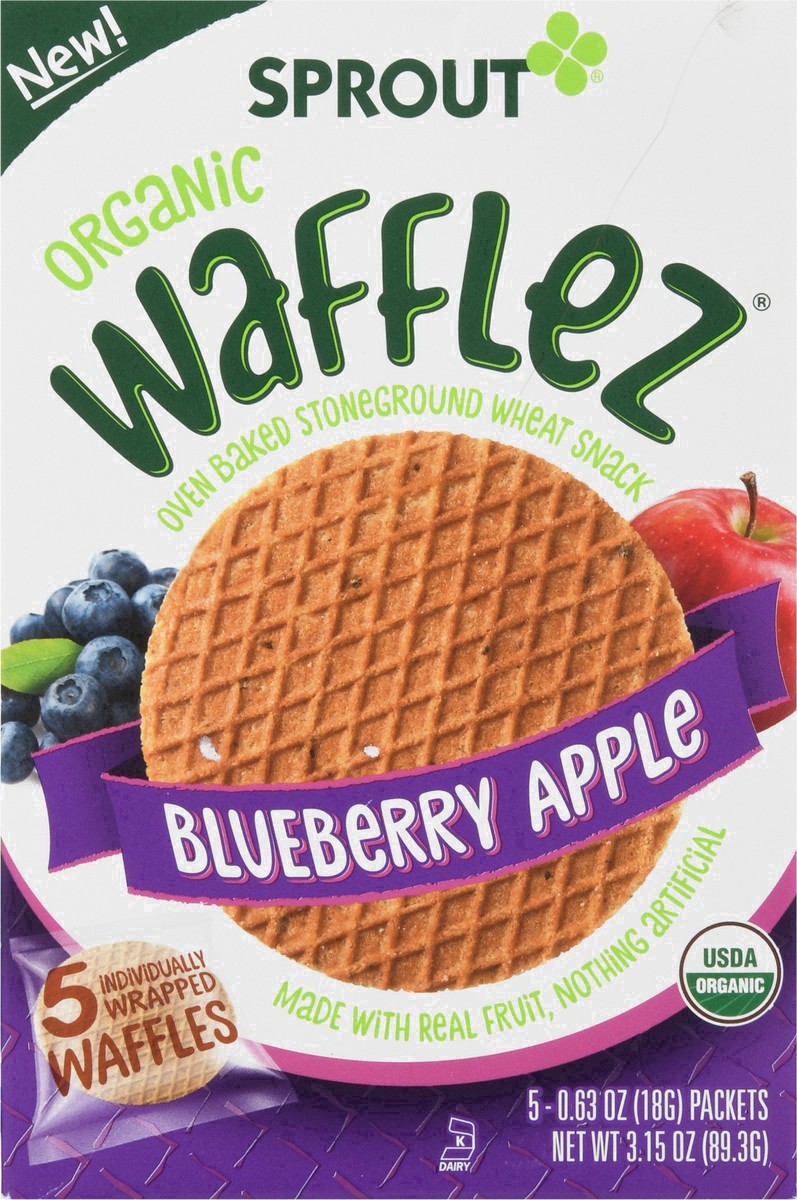 slide 33 of 42, Sprout Organic Blueberry Apple Wafflez 5 - 0.63 oz Packets, 5 ct