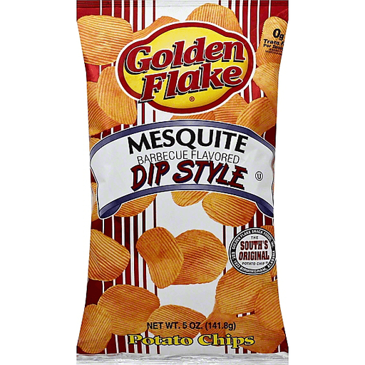 slide 2 of 2, Golden Flake Mesquite Barbecue Dip Style Potato Chips, 5 oz