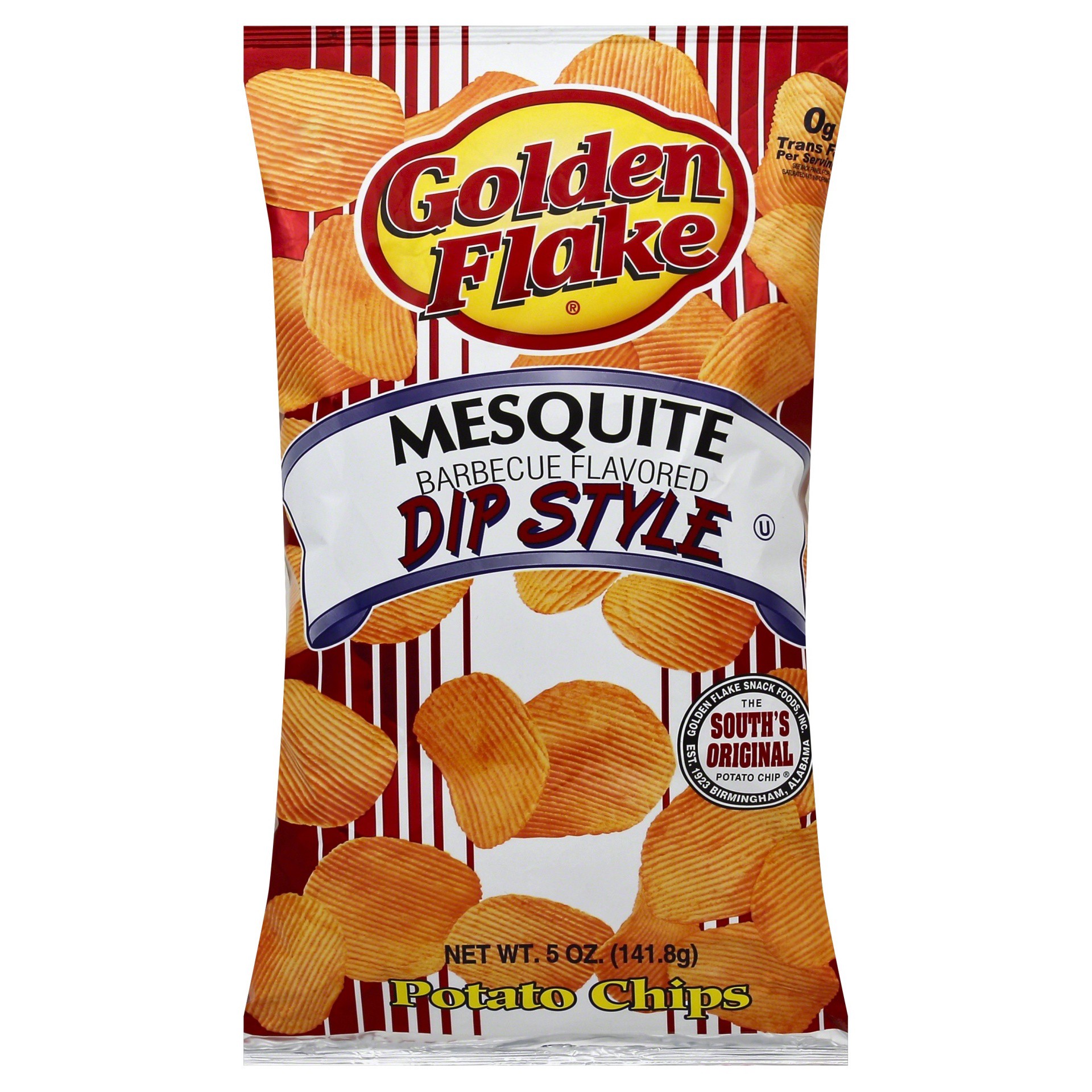 slide 1 of 2, Golden Flake Mesquite Barbecue Dip Style Potato Chips, 5 oz