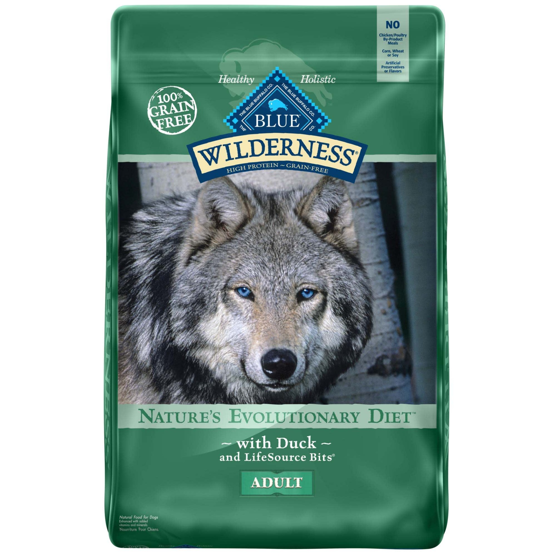 slide 1 of 1, Blue Buffalo Blue Wilderness Adult Duck Recipe Dry Dog Food, 24 lb