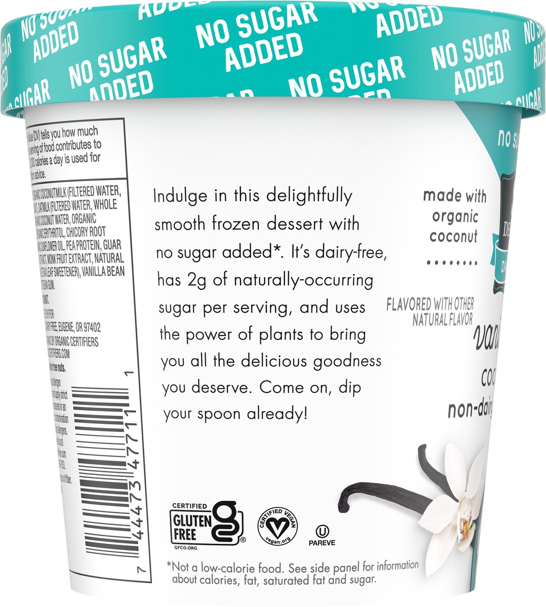 slide 3 of 14, So Delicious ZERO Added Sugar Coconut Milk Frozen Dessert, Coconut Vanilla Bean, Dairy Free, Vegan, Non-GMO, Kosher, 1 Pint Container, 1 pint