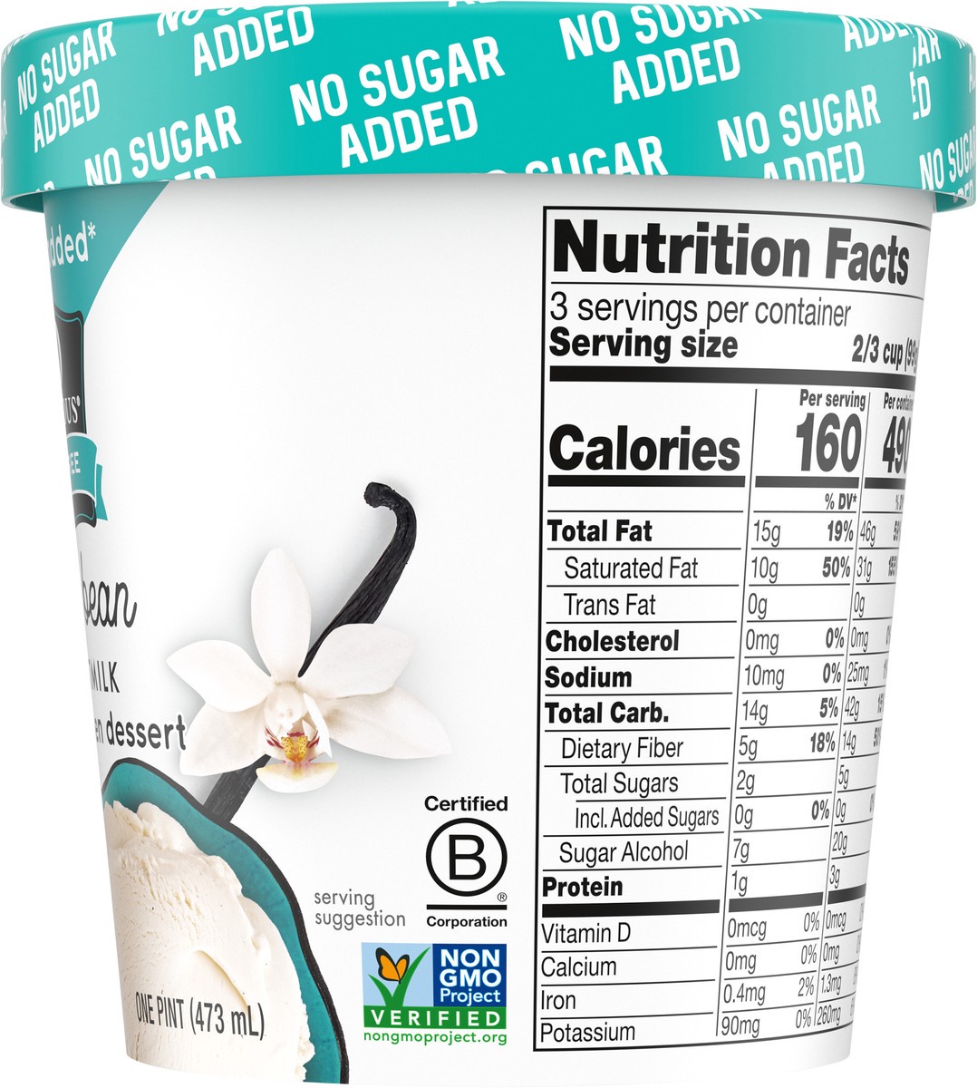 slide 2 of 14, So Delicious ZERO Added Sugar Coconut Milk Frozen Dessert, Coconut Vanilla Bean, Dairy Free, Vegan, Non-GMO, Kosher, 1 Pint Container, 1 pint