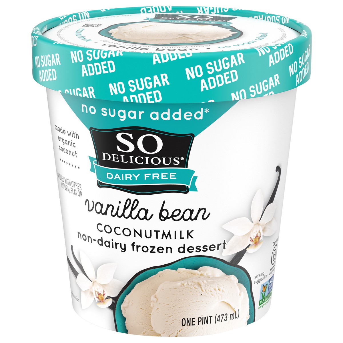 slide 9 of 14, So Delicious ZERO Added Sugar Coconut Milk Frozen Dessert, Coconut Vanilla Bean, Dairy Free, Vegan, Non-GMO, Kosher, 1 Pint Container, 1 pint